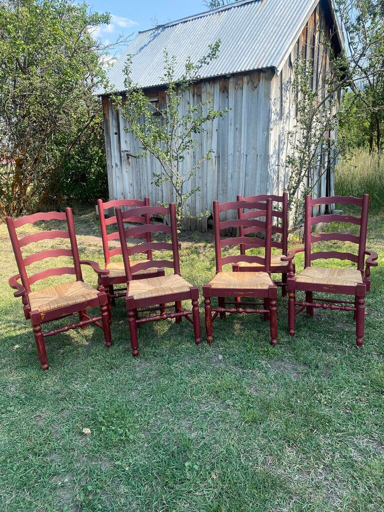 Solid Wood Ladder Back Dining Chairs - Set Of 6