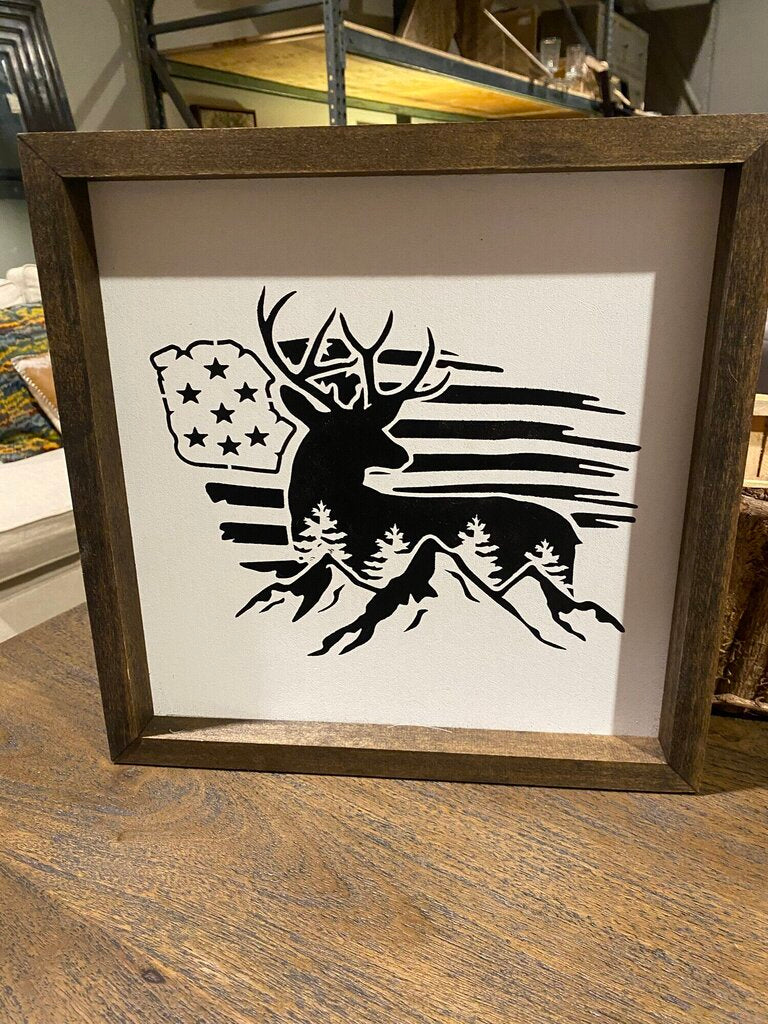 Framed Patriotic Stag