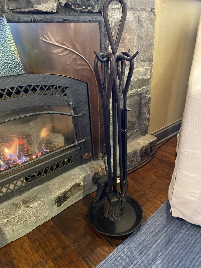 Pottery Barn Iron And Leather Fireplace Tools Set