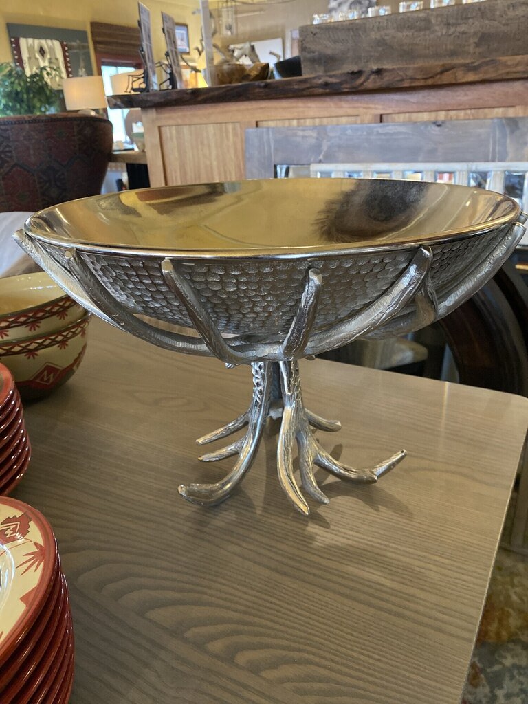 Silver Antler Pedestal Bowl