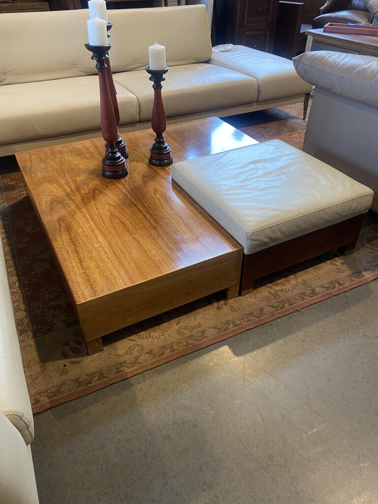 Mid Century Modern Coffee Table With Storage Inside, and Removable Ottoman