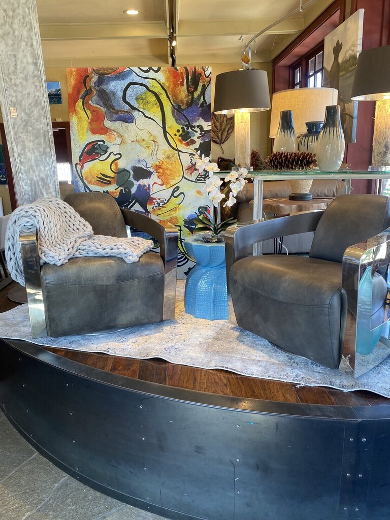 Restoration Hardware Coupe Leather Club Chairs - Set of 2