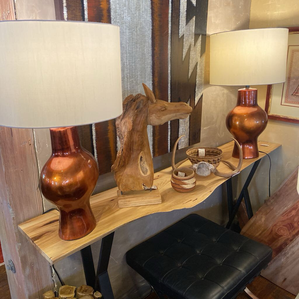 Copper Colored Base Lamps - Set Of 2