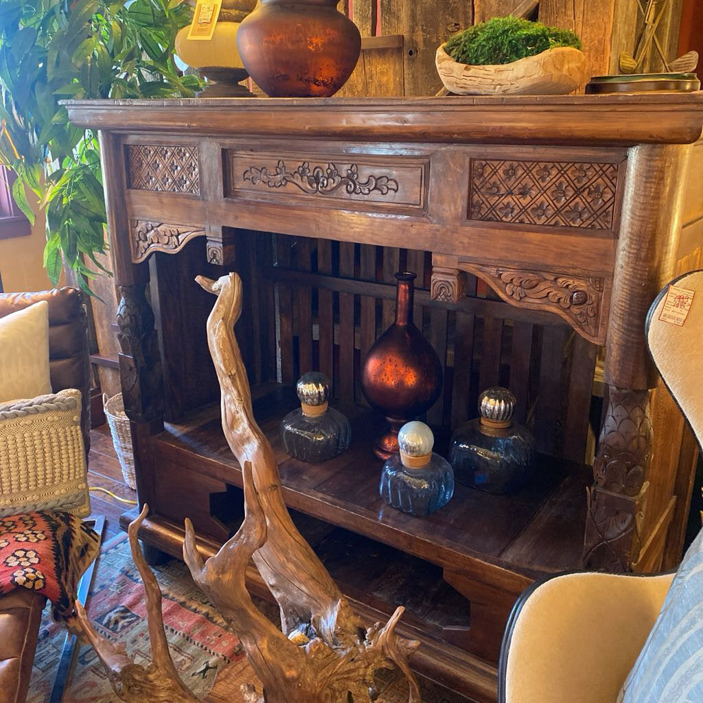 Hand Carved Teak Console