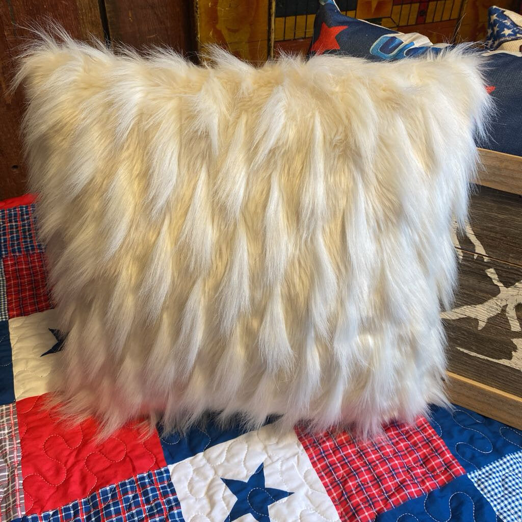 White Faux Fur Pillow