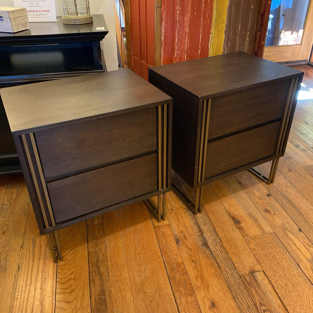 Four Hands Samara Nightstand In Rubbed Black Oak - Set of 2