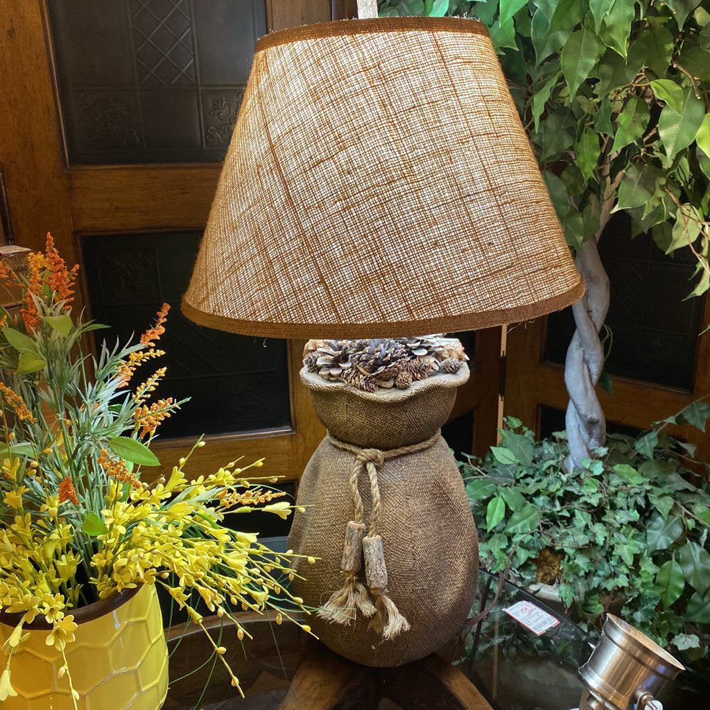 Pine Cone Burlap Lamp