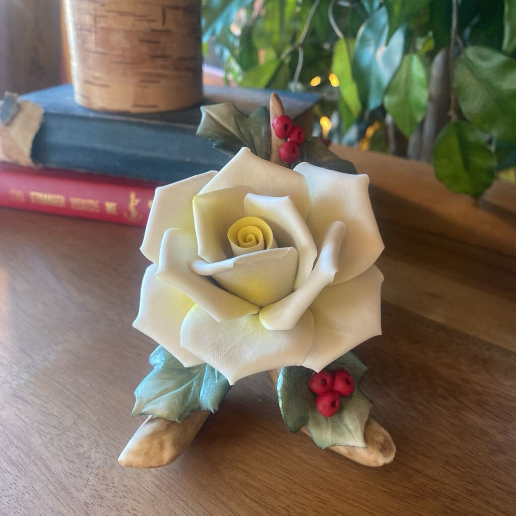Capodimonte Porcelain White Rose