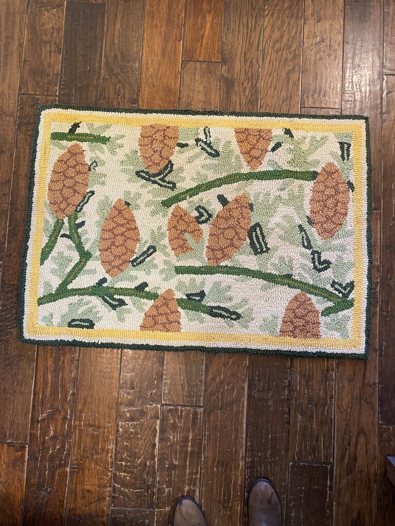 Pinecone Hooked Rug