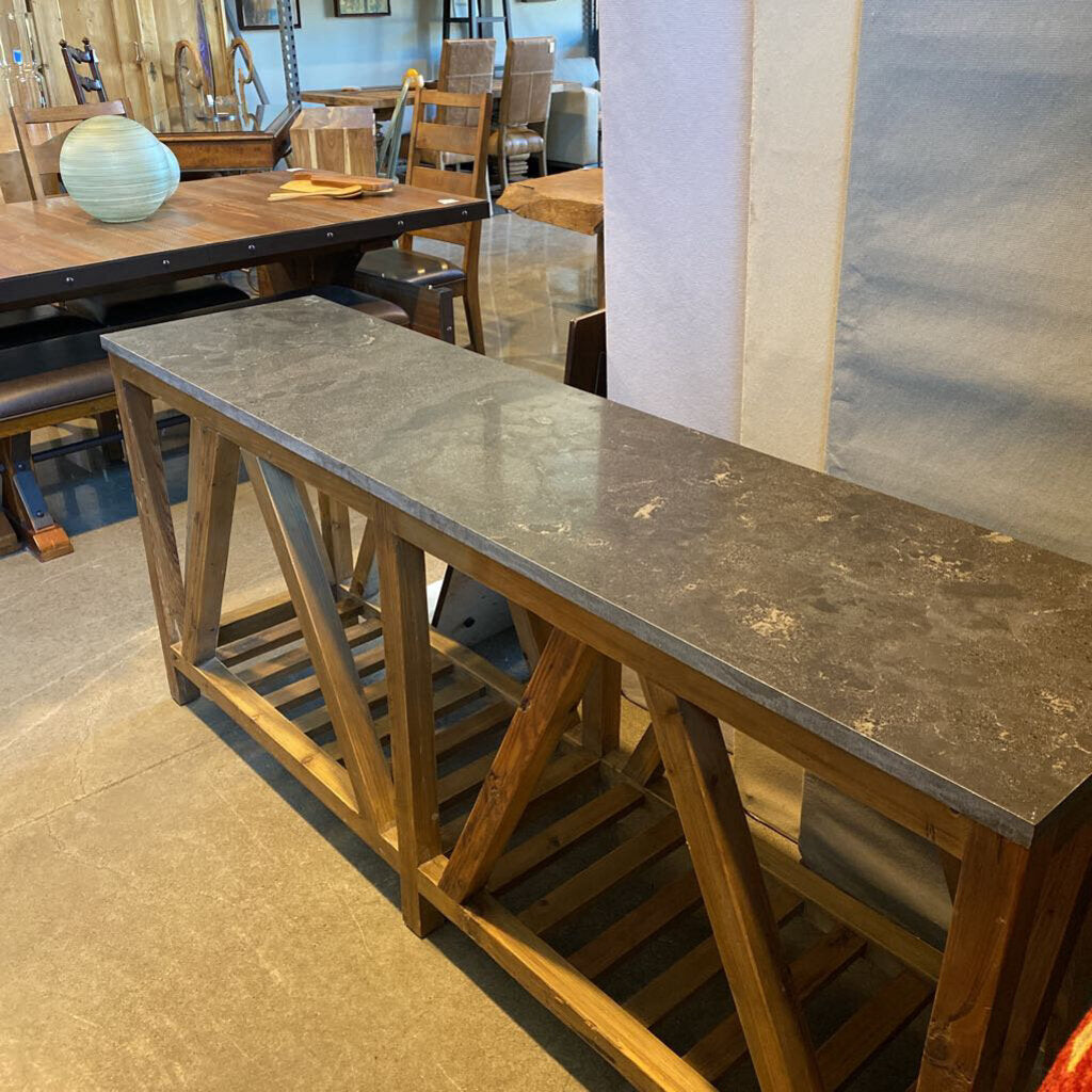 Reclaimed Wood Console With Stone Top
