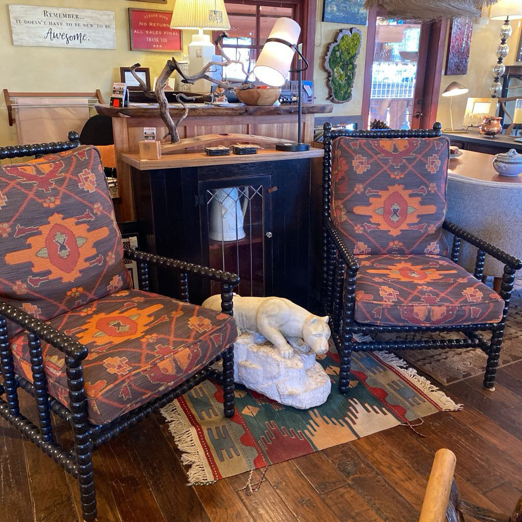 Spindle Kilim Chairs - Set Of 2