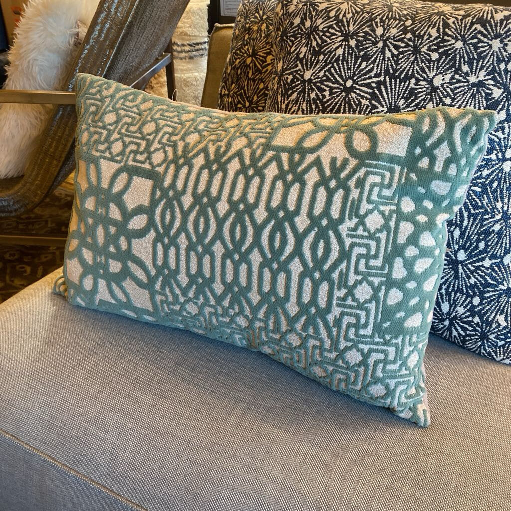 Green And White Patterned Pillow