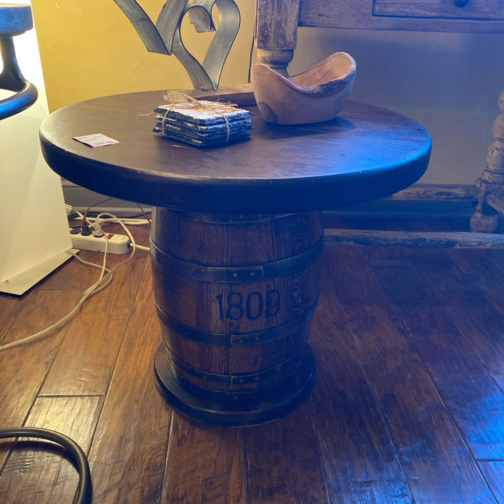 Vintage Henreden Whiskey Barrel Side Table