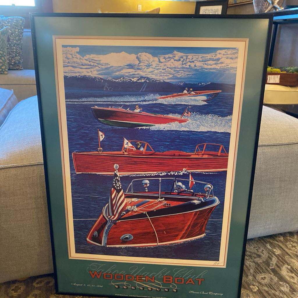 Tahoe Yacht Club Wooden Boat - Signed Print