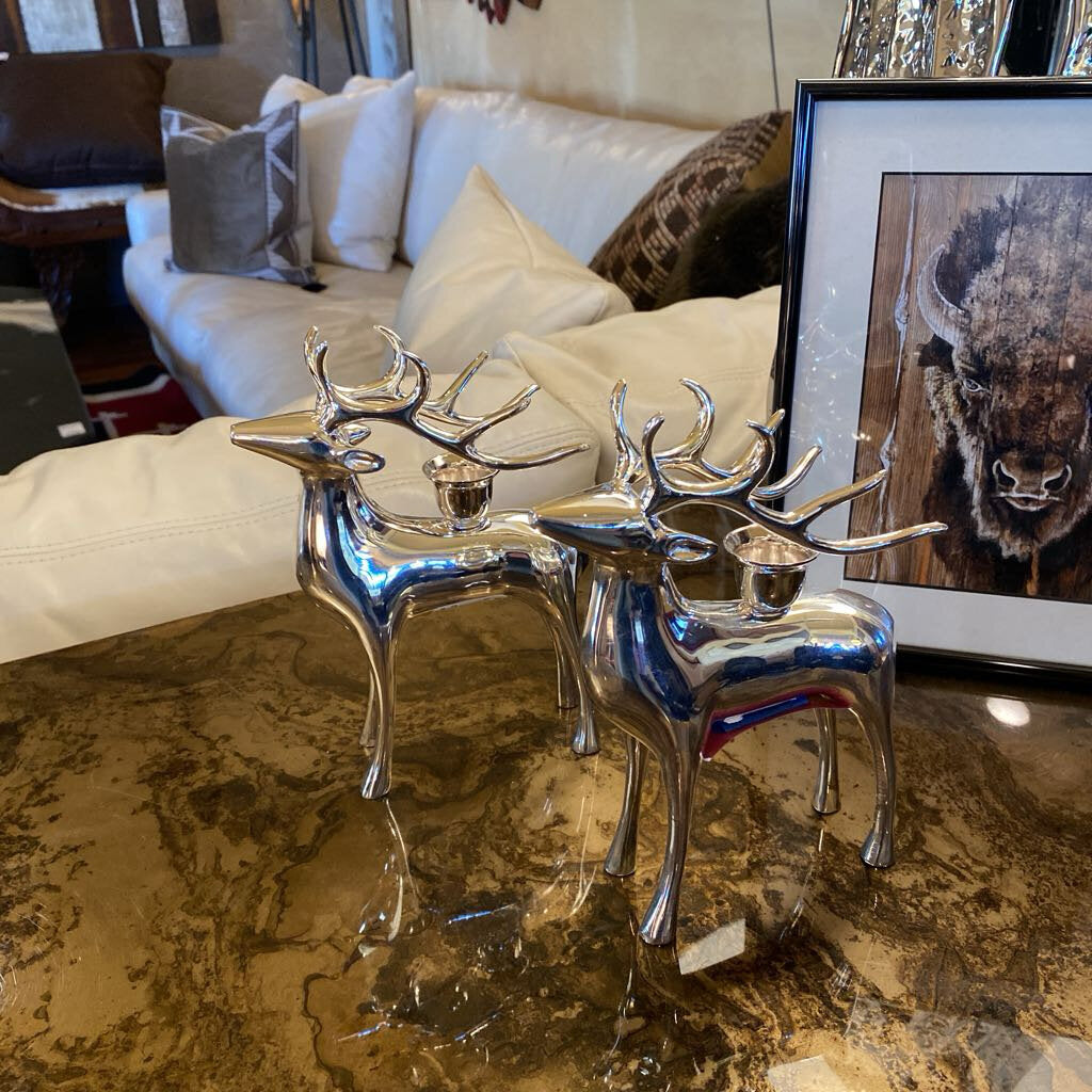 Pottery Barn Stag Candle Holders - Set Of 2