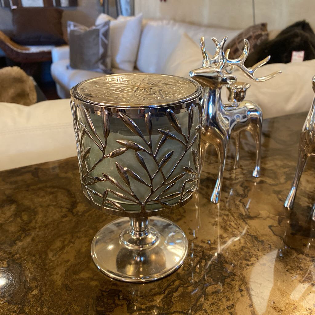 Silver Leaf Candle Holder