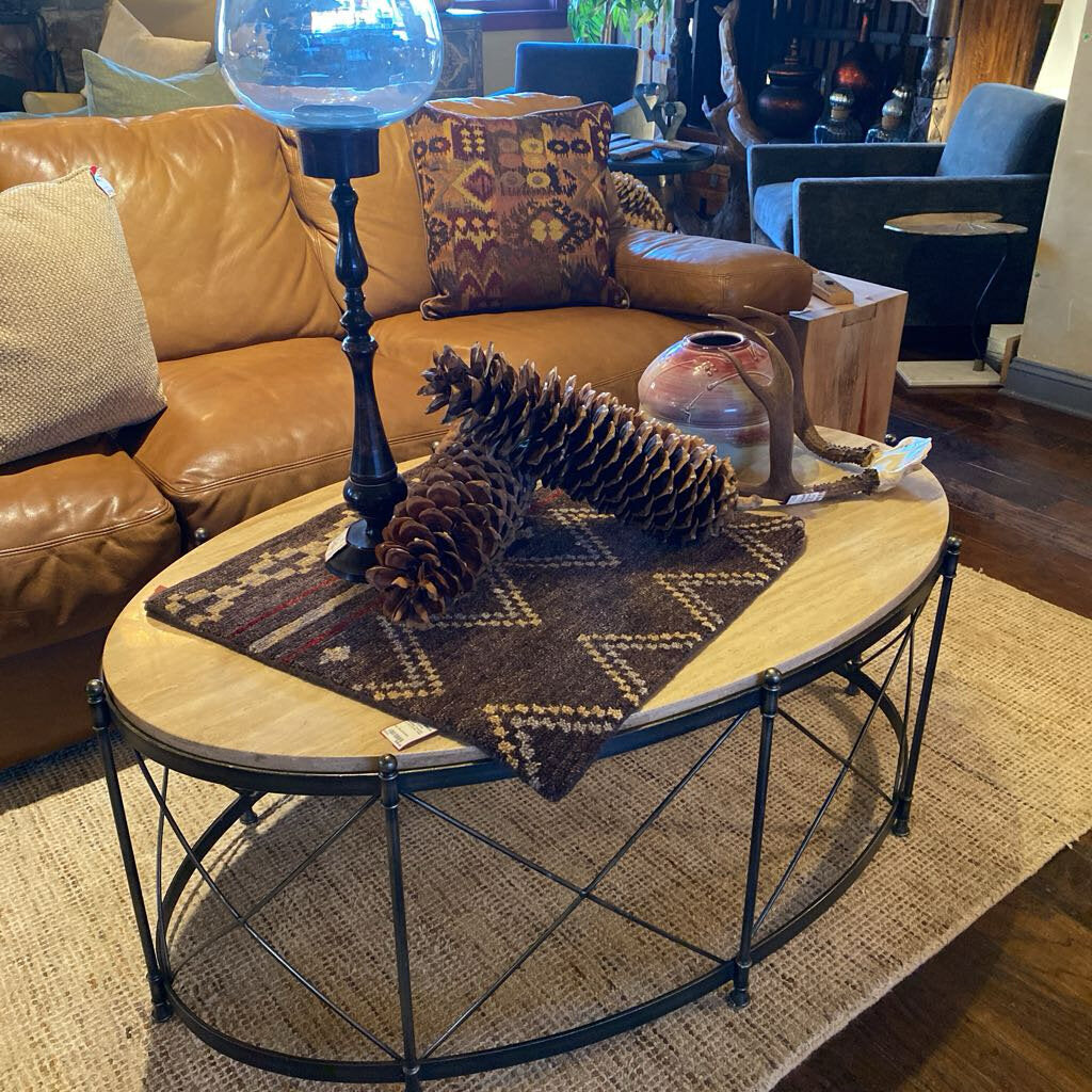 Pierre Deux Travertine And Iron Coffee Table