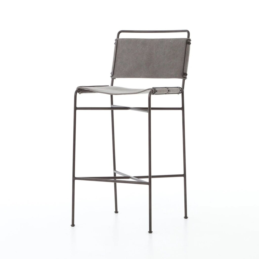 Four Hands Wharton Barstool In Stonewash Grey - Set Of 4