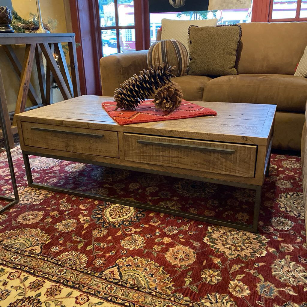 The Wooden Duck Monterey Reclaimed Pine Two Drawer Coffee Table