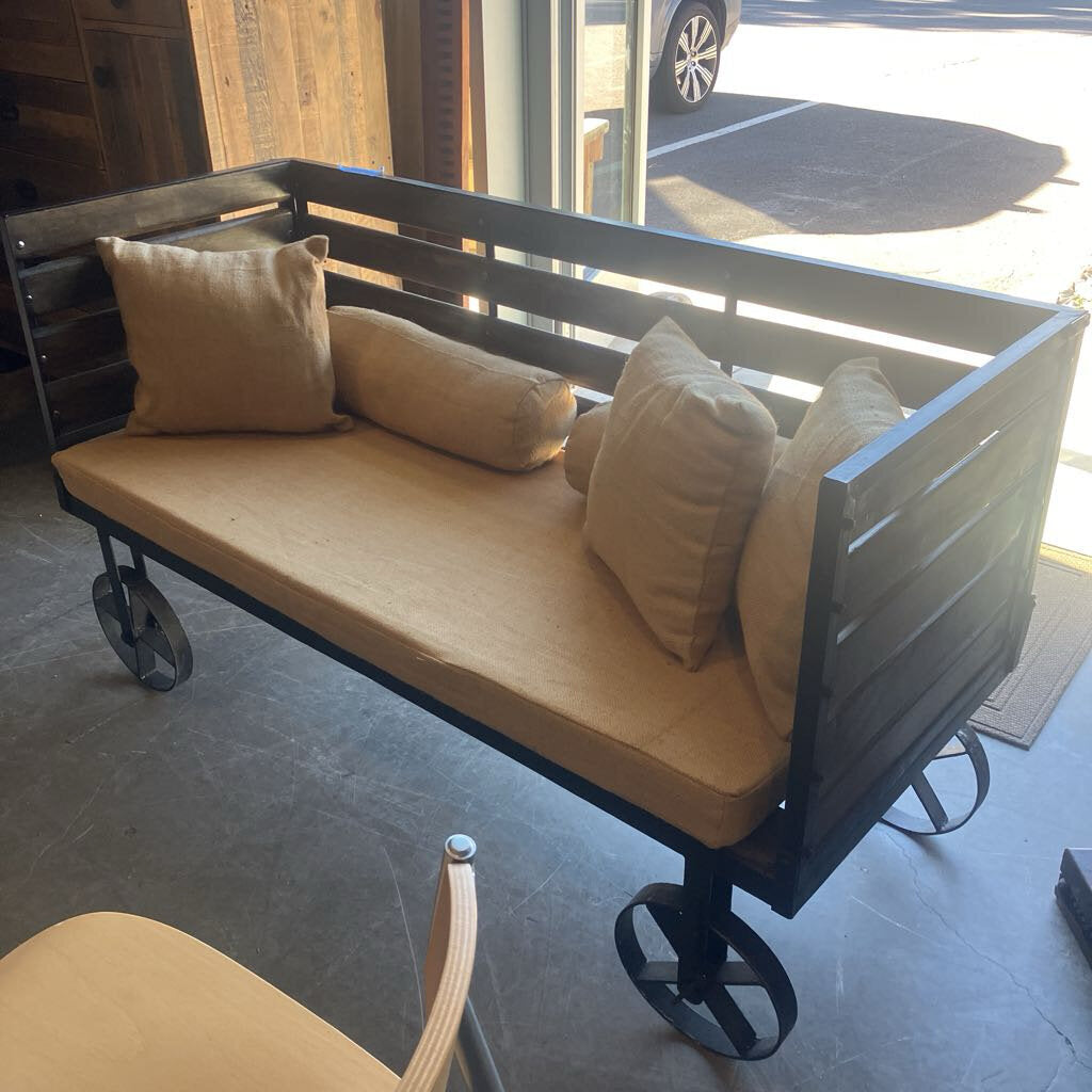 Reclaimed Wood Loveseat W/ Wheels