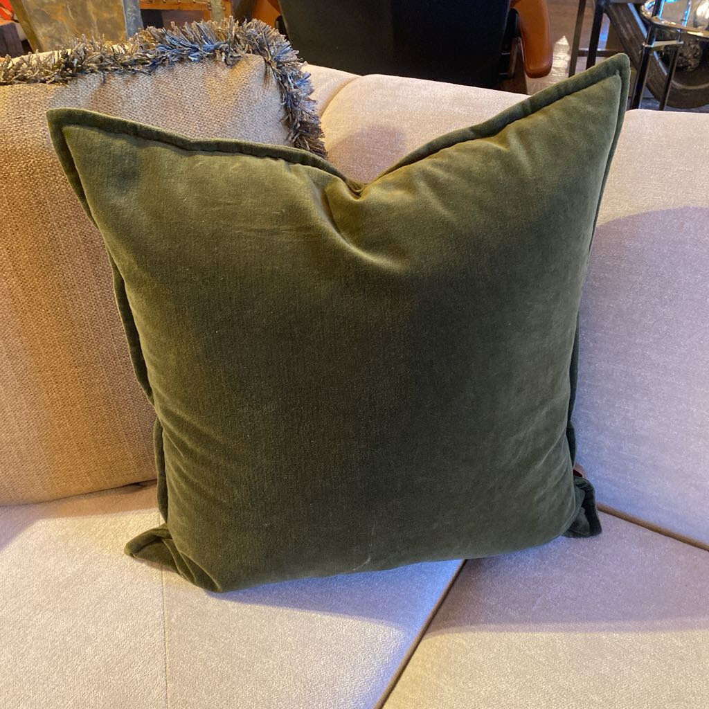 Crate & Barrel Green Velvet Pillow