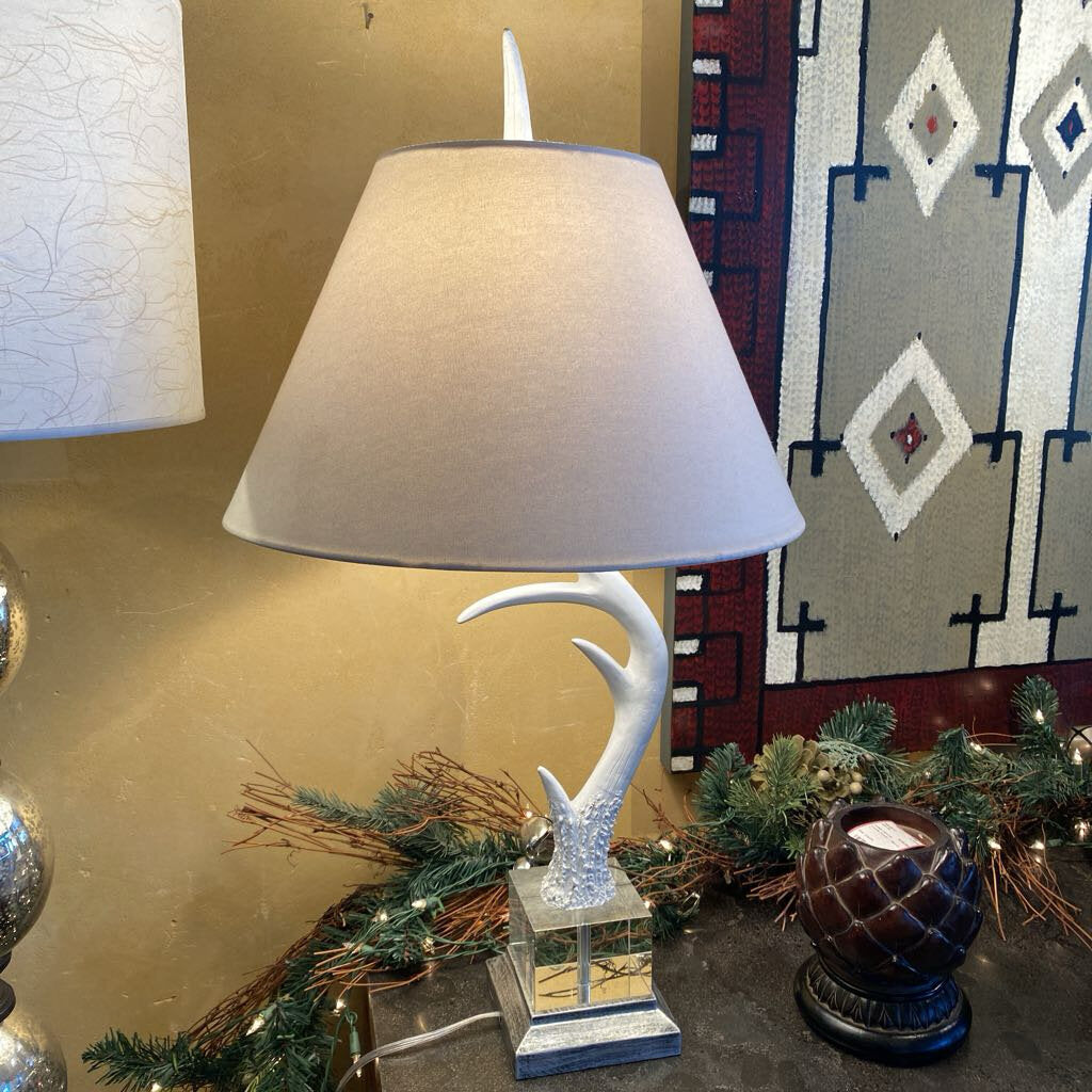 Antler Lamps With Glass Base - Set Of 2