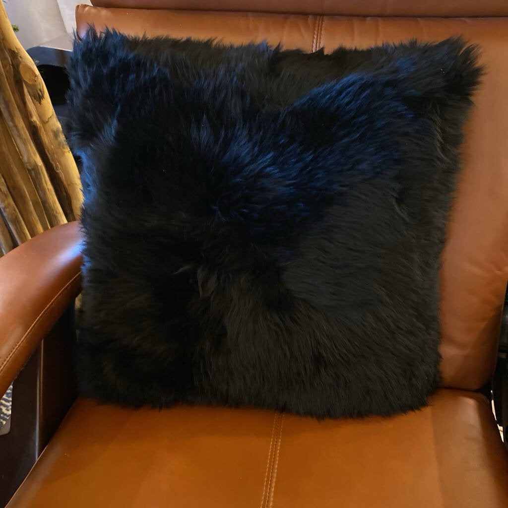 Auskin Black Faux Fur Pillow