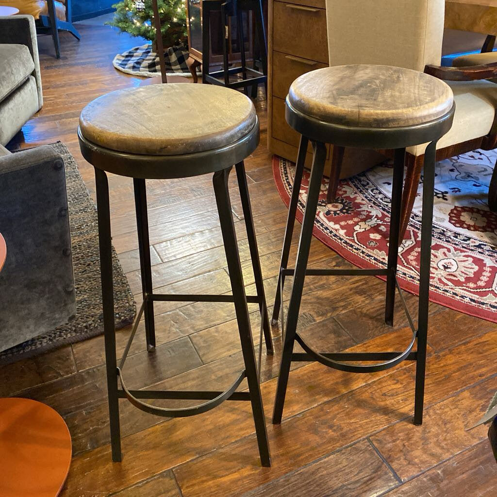 American Industrial Factory Workshop Stool - Set Of 2