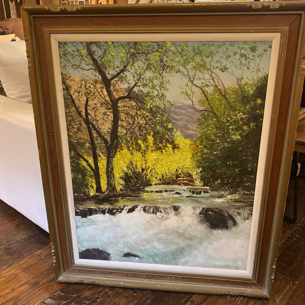 Truckee River - An Original Oil By D. Marie c1970