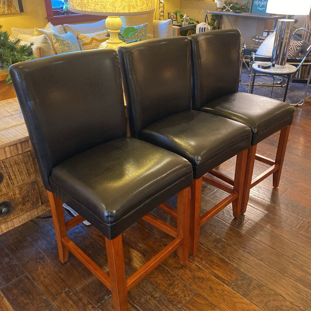 Luxury Faux Leather Counter Stool - Set Of 3