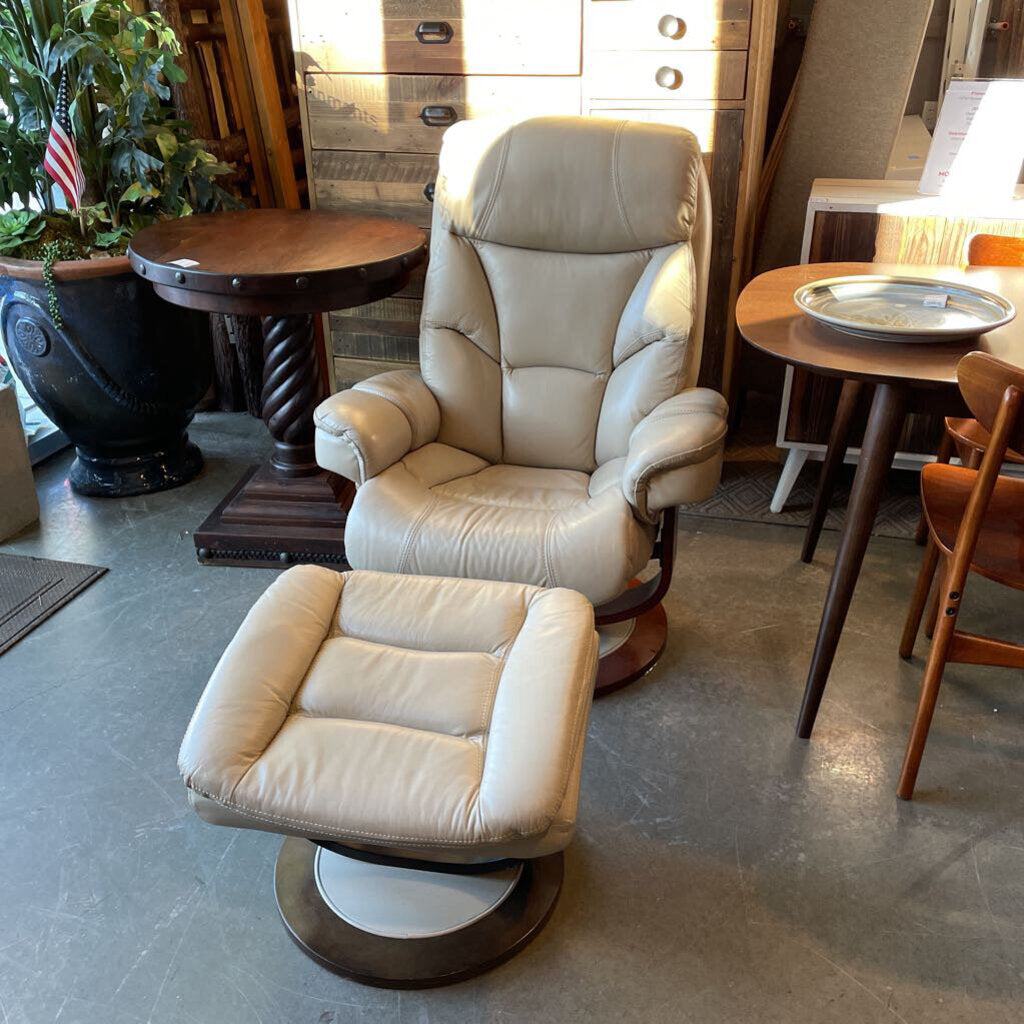 Reclining Swivel Arm Chair and Ottoman