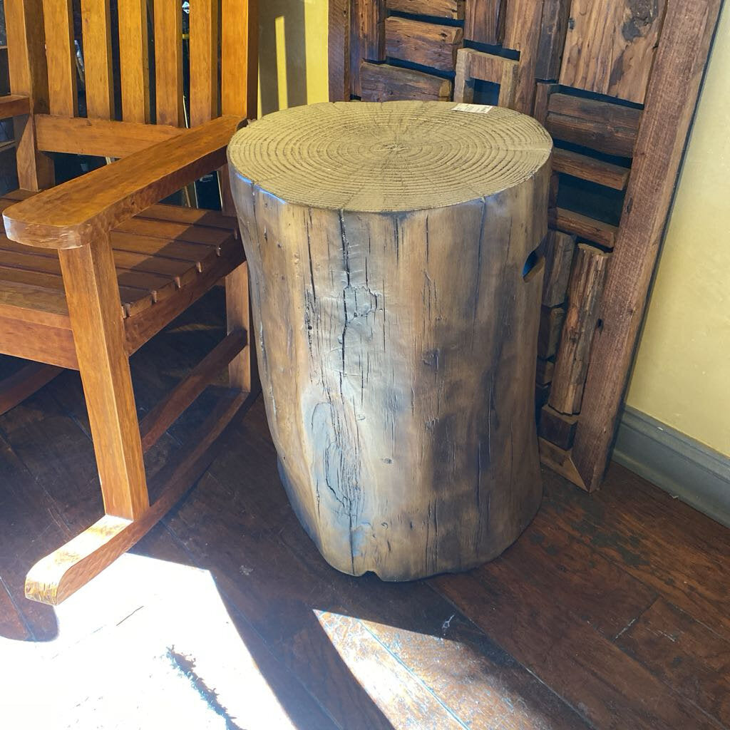 Round Metal Faux Stump Side Table