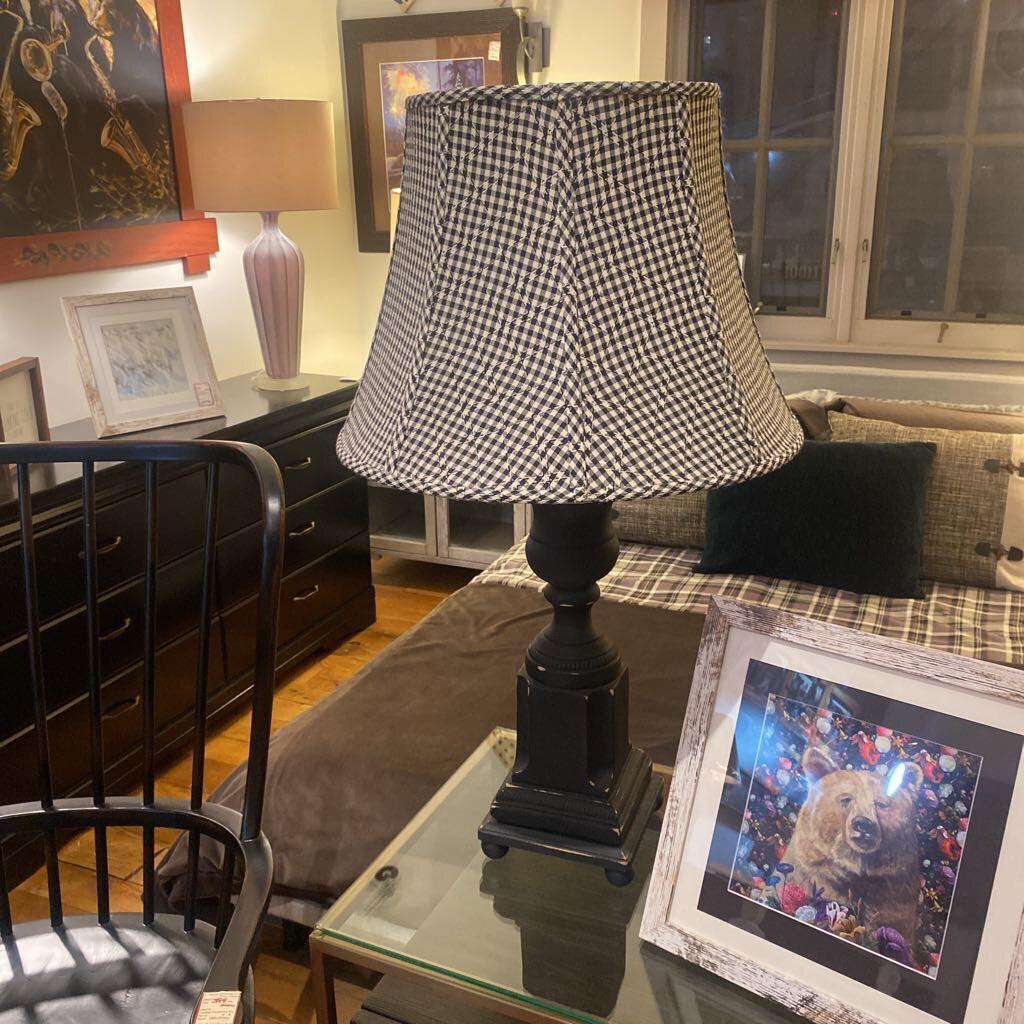Black Lamp With Checkered Shade