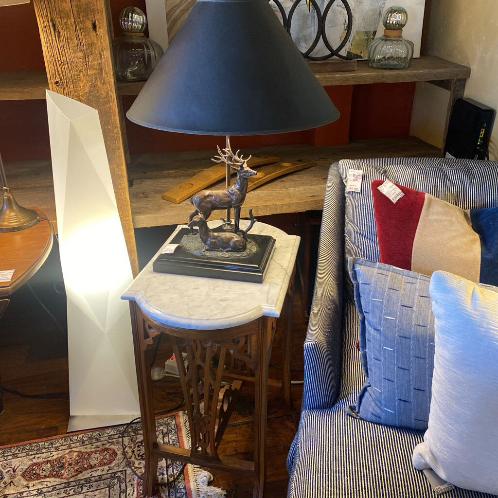 Arts and Crafts Marble Top Vintage Side Table