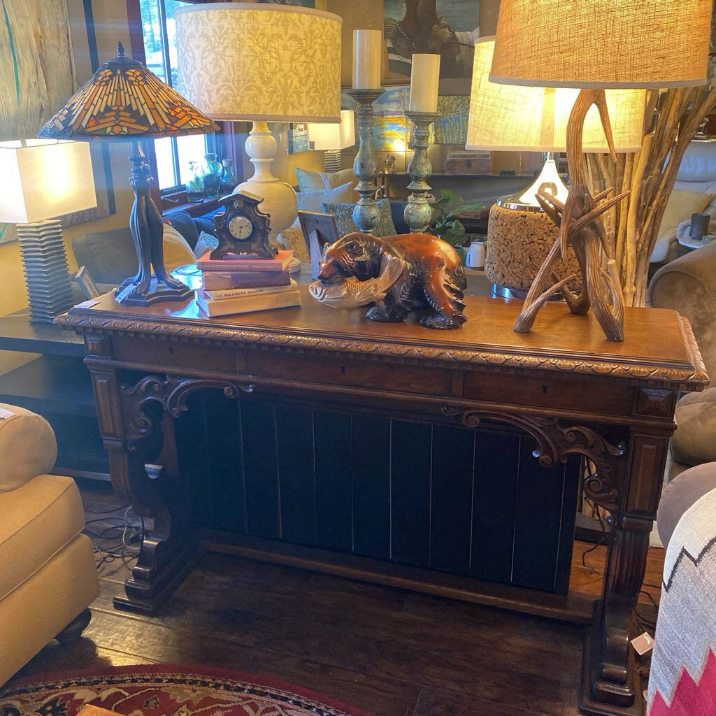 Hand Carved 3 Drawer Console Table