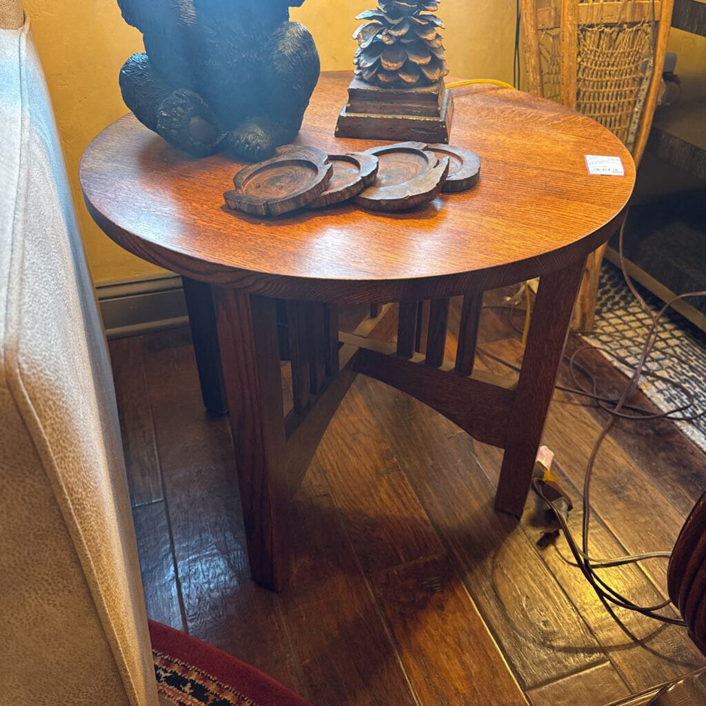 Mission Style Round Side Table