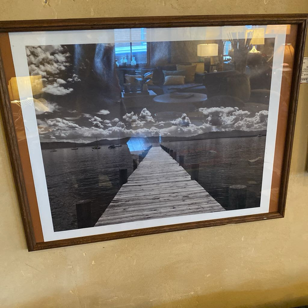 Dock on Tahoe Black and White Print