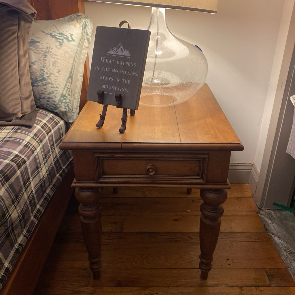 Wood Side Table With One Drawer