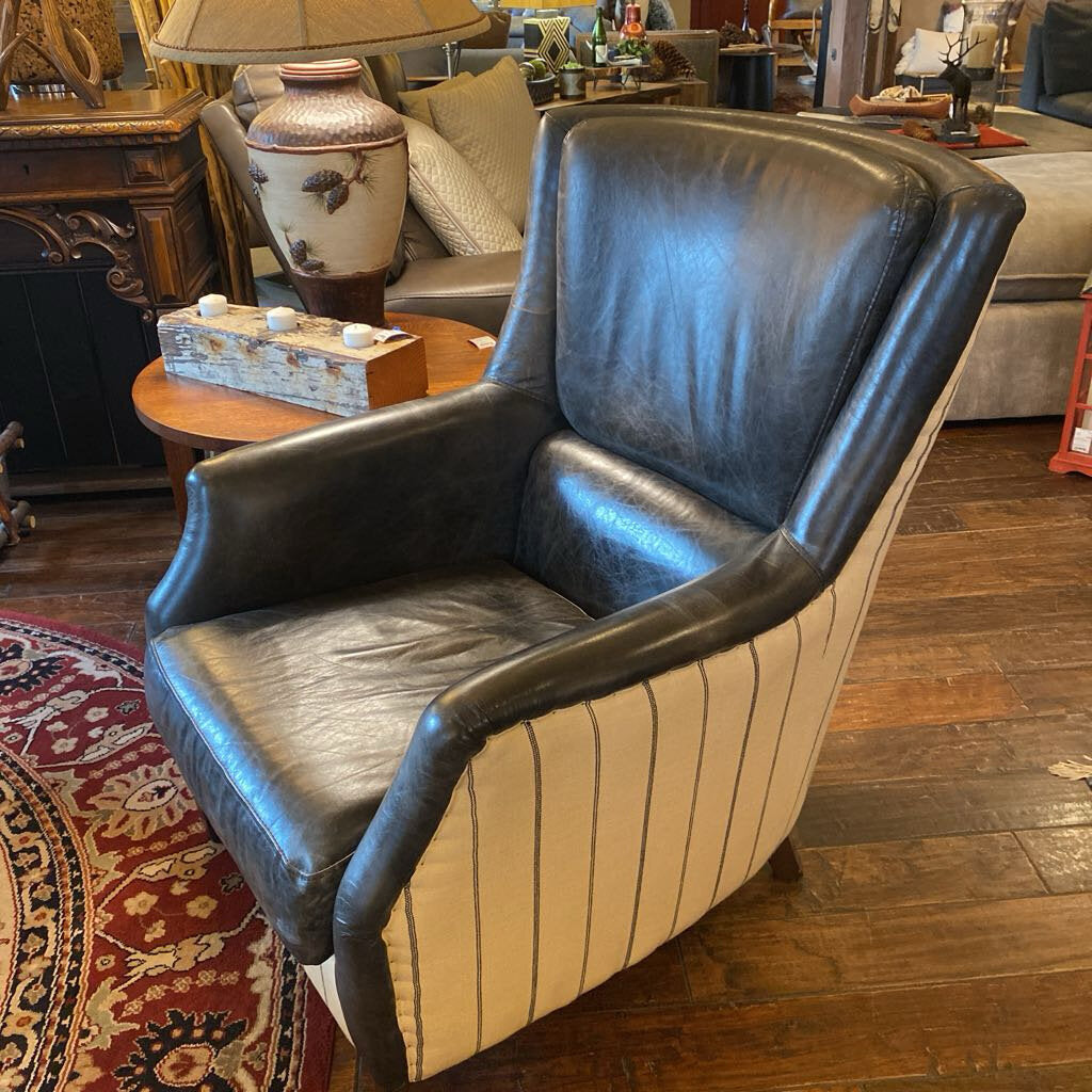 Custom Leather Chair With Fabric Backing