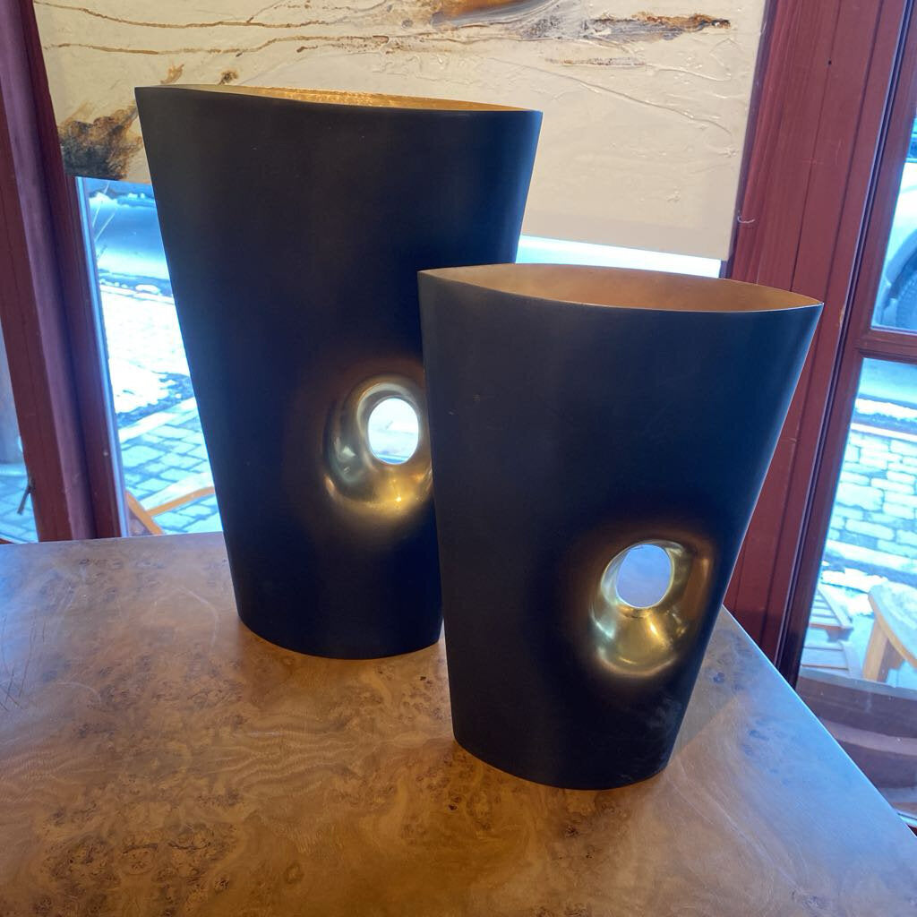 Global Views Modern Medium Bronze And Brass Fried Egg Vase - Set Of 2
