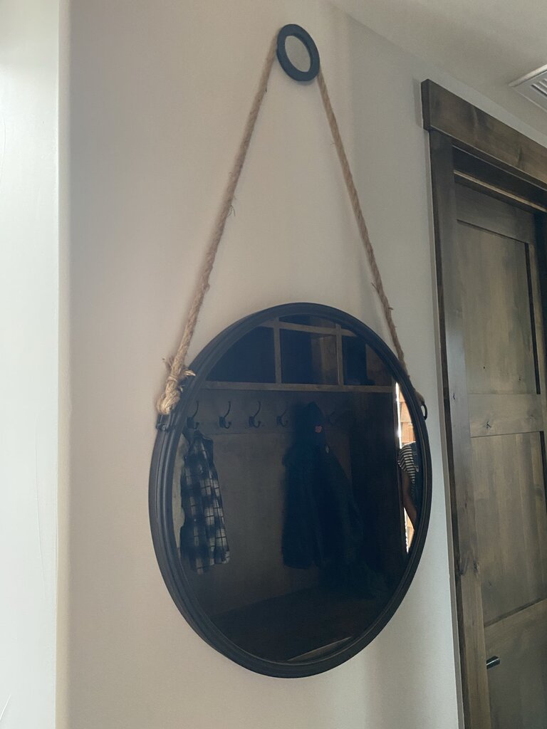 Pottery Barn Rope Hung Round Iron Mirror