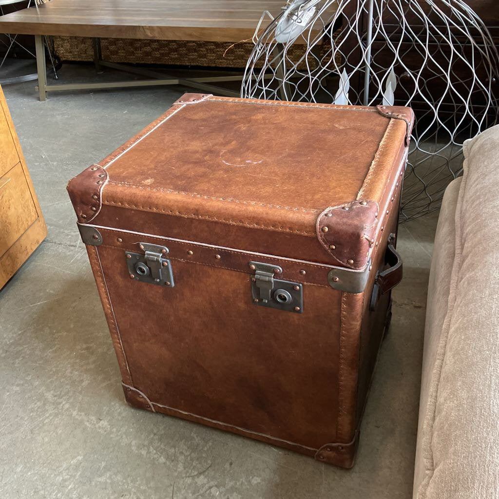 Leather Trunk End Table