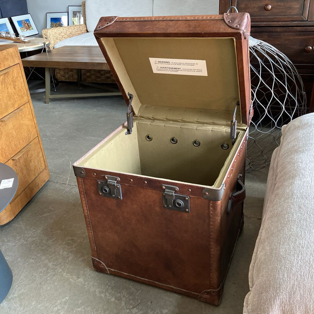 Leather Trunk End Table