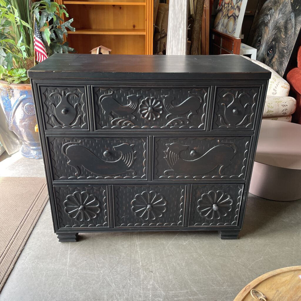 Hickory Chair Carved Wood Chest of Drawers