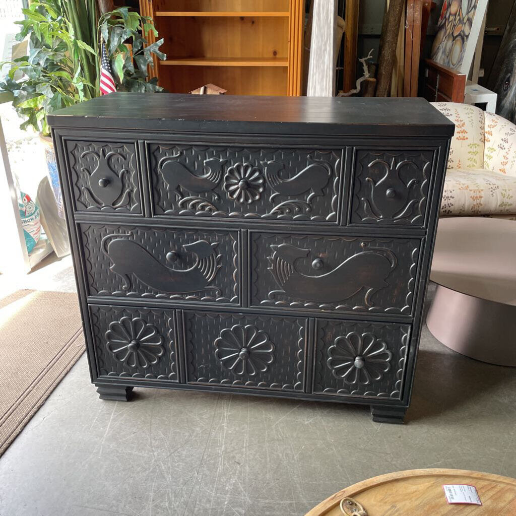 Hickory Chair Carved Wood Chest of Drawers