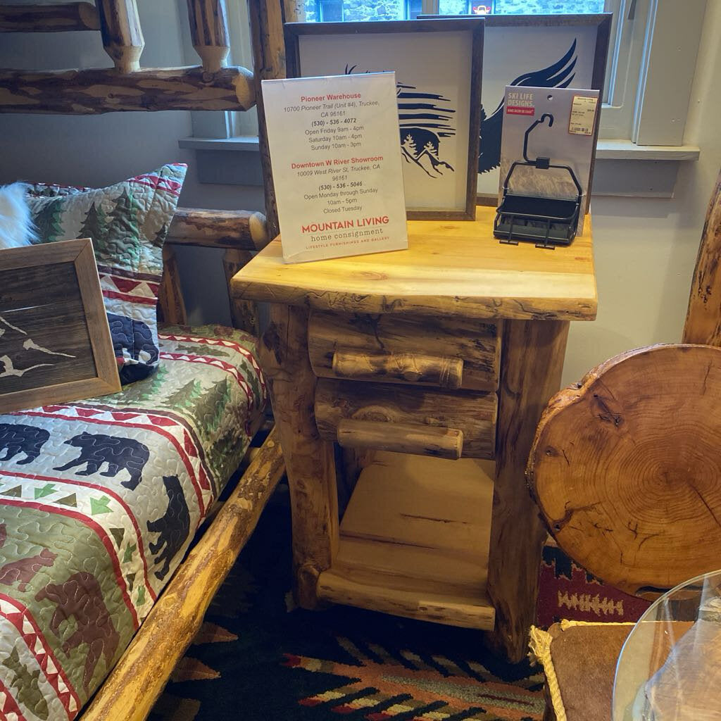 Two Drawer Lodge Pole Pine Nightstand