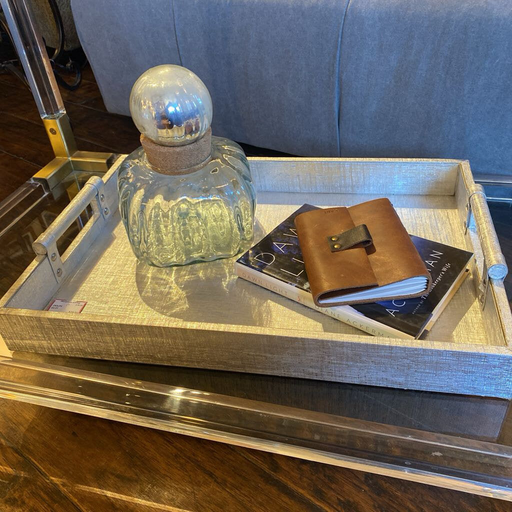 Woven Silver Serving Tray