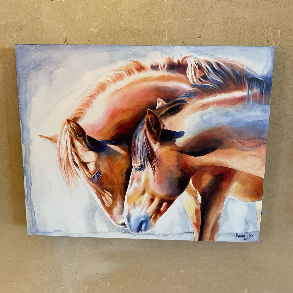 NUZZLE - Original Watercolor By Renny Spencer