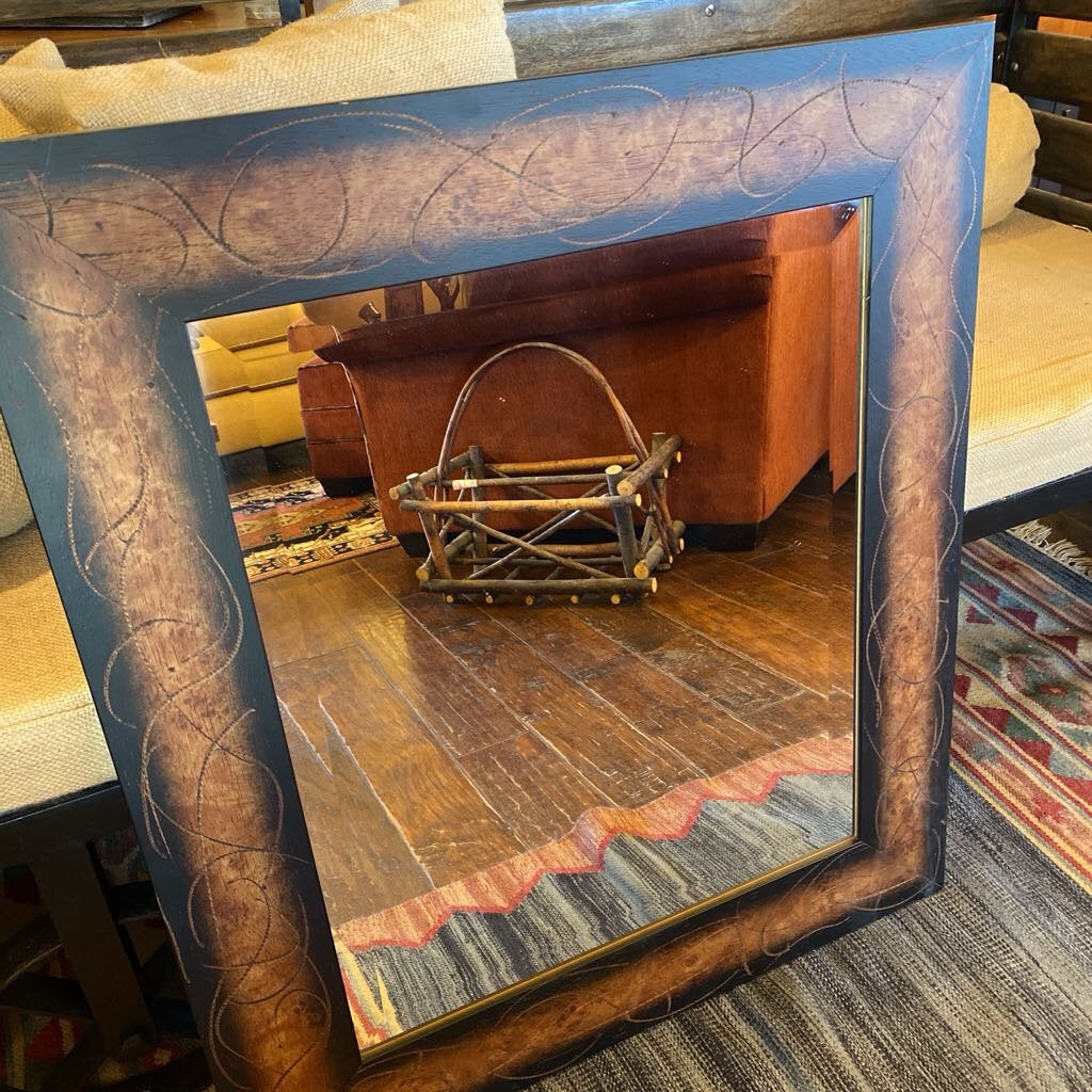 Wood Framed Beveled Mirror