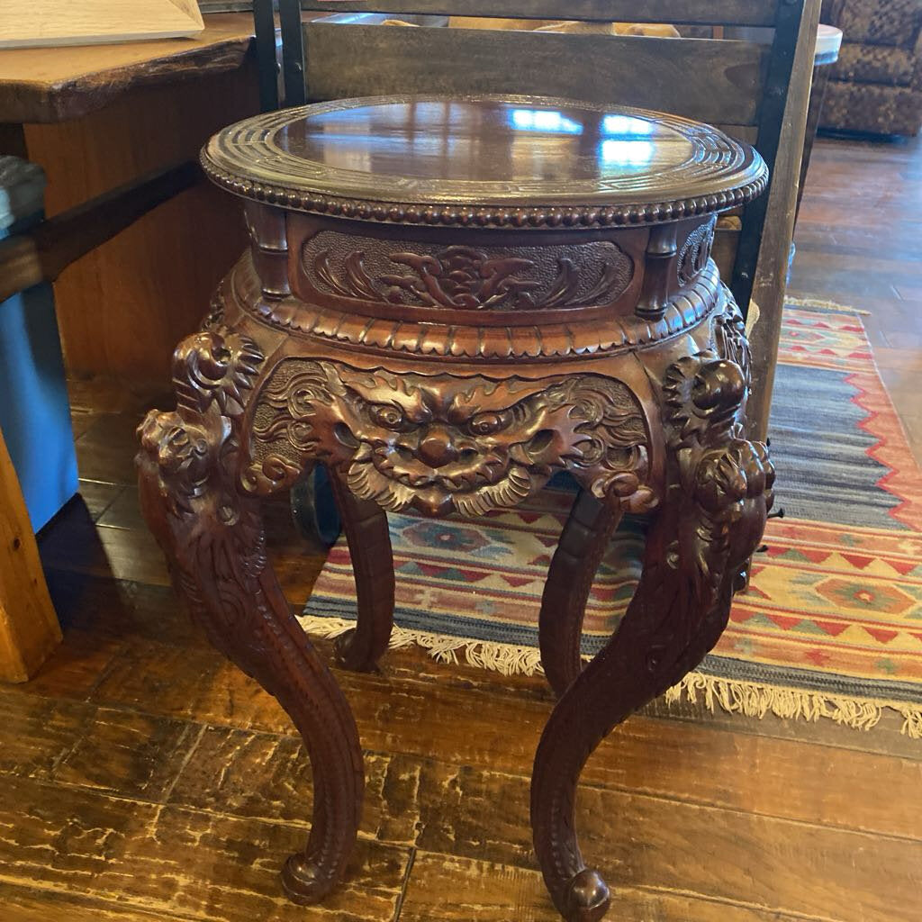 19th Century Asian Carved Mahogany Side Table